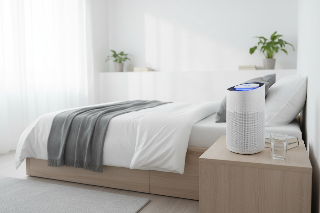 Air purifier in bedroom