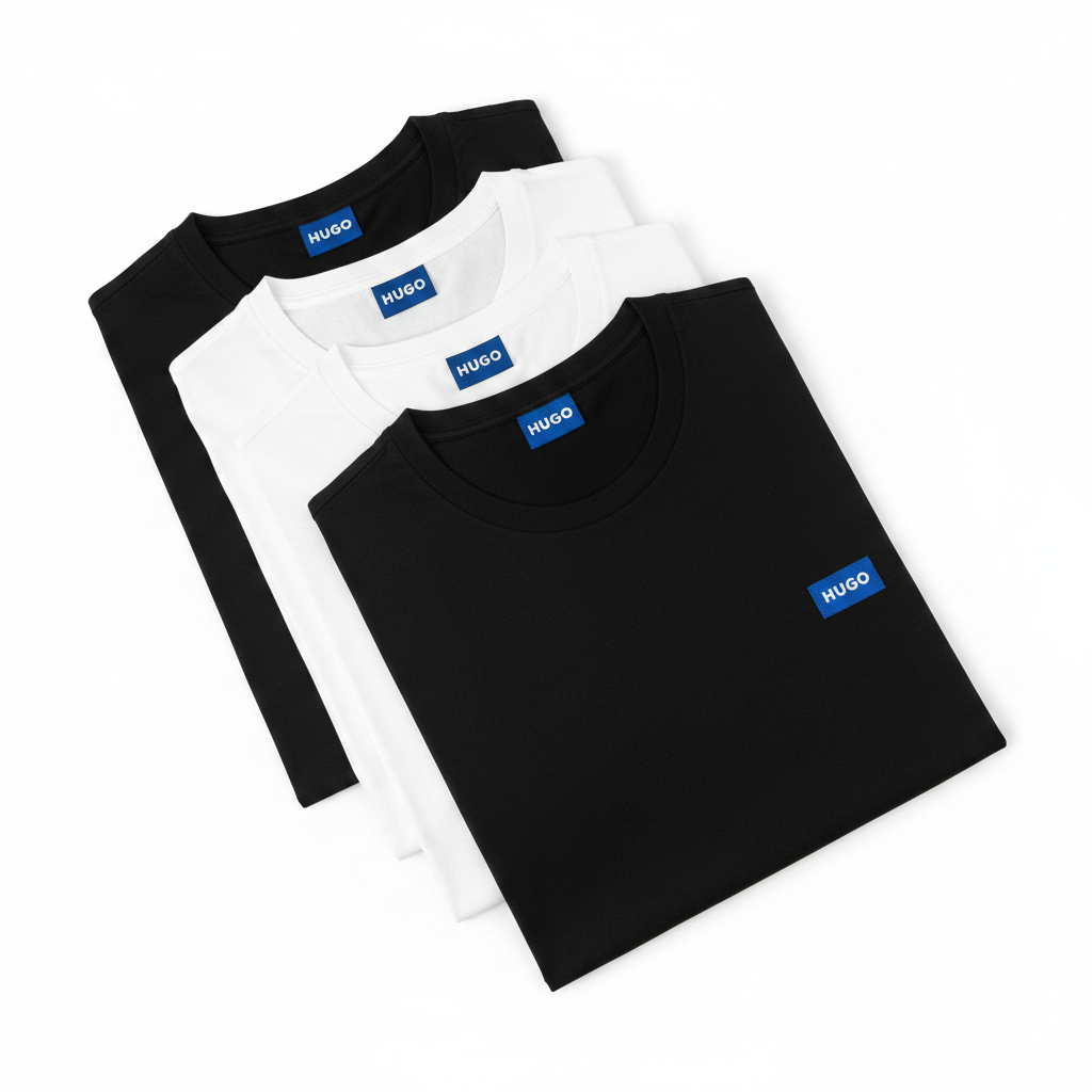 HUGO Blue 3-Pack — 1 черна + 2 бяли тениски