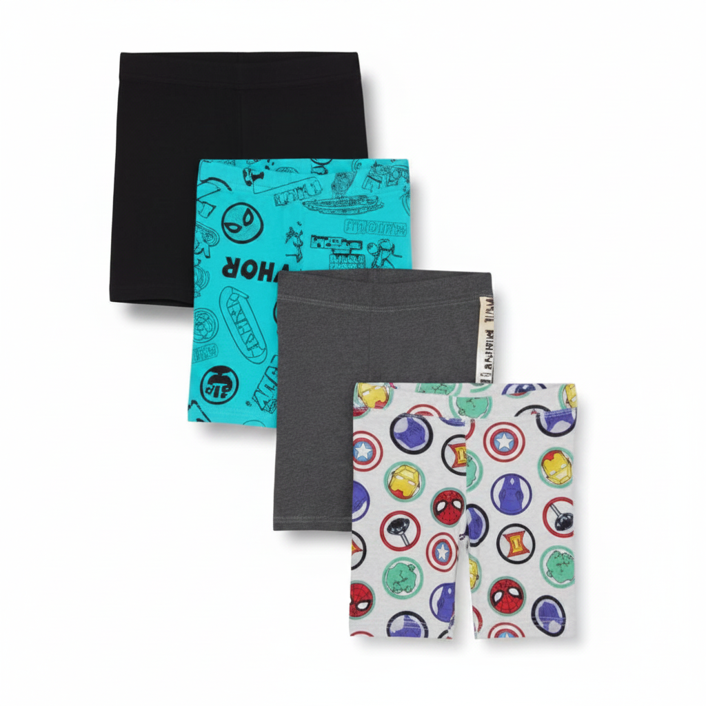 Amazon Essentials Marvel циклистки 4 бр. flat lay