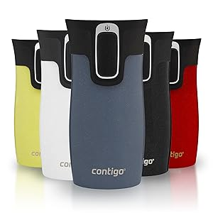 Contigo West Loop Mini Автоматична термочаша | Термочаша от неръждаема стомана | Вакуумна колба | Непропусклива чаша | Чаша за кафе за вкъщи с капак без съдържание на BPA за лесно почистване | Lakeside | 300 мл